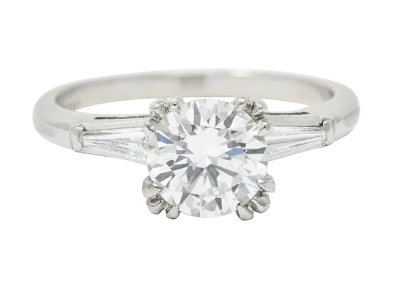 Mid-Century 1.40 CTW Diamond Platinum Engagement Ring GIA Circa 1950