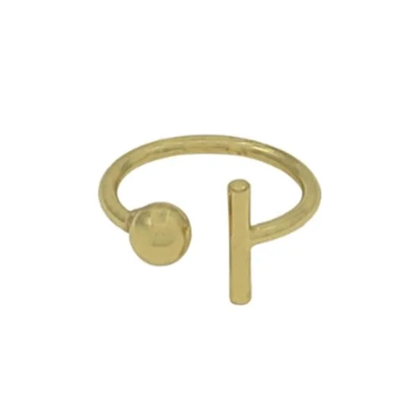 Adjustable Ring: Ball & Bar 18kt Gold Fill (RG4068)