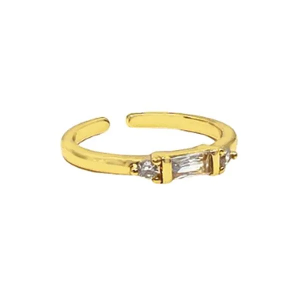 Adjustable Ring: CZ Baguettes & 18kt Gold Fill: Clear (RG458C)