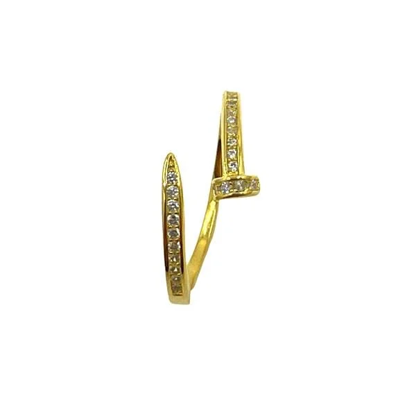 Adjustable Ring: CZ & Gold Vermeil Spiral 'Nail' (RG45NAIL)