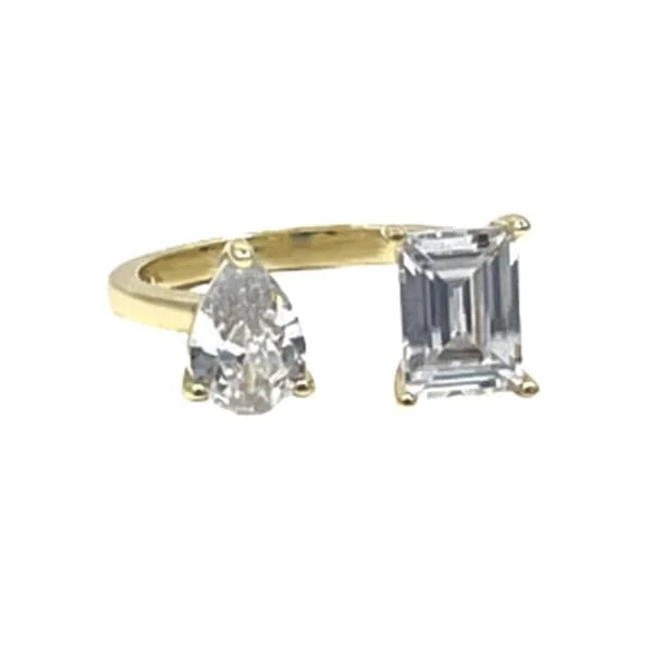 Adjustable Ring: Pear And Rectangle CZ (RG2/4508)