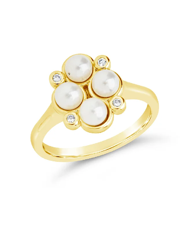 Cosetta CZ & Pearl Cluster Ring