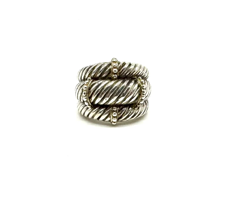 Designer Pebbled Cable Braided Tapered Ring