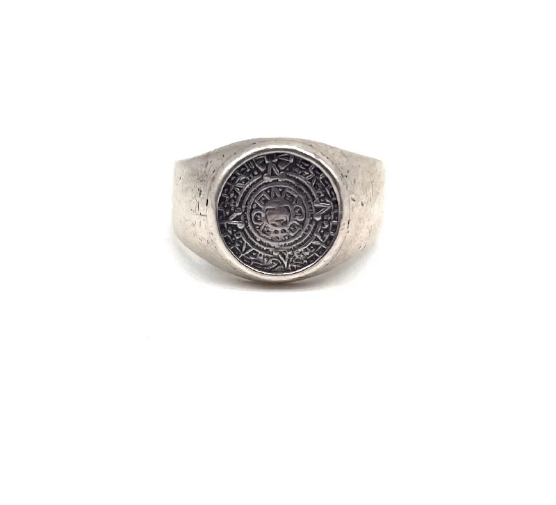 Detailed Faded Mayan Calendar Ring