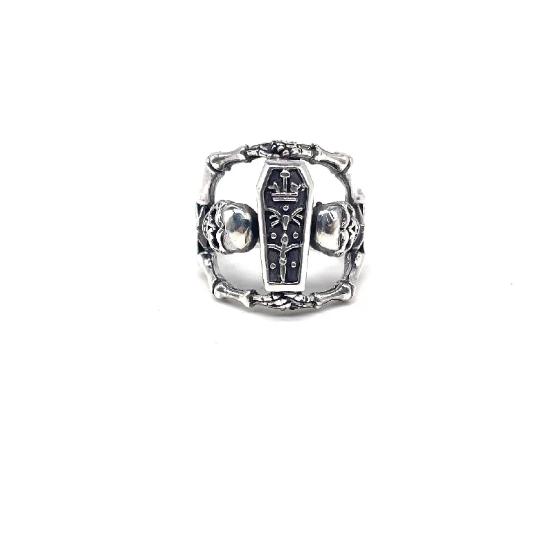 Open Work Skull Coffin Ring