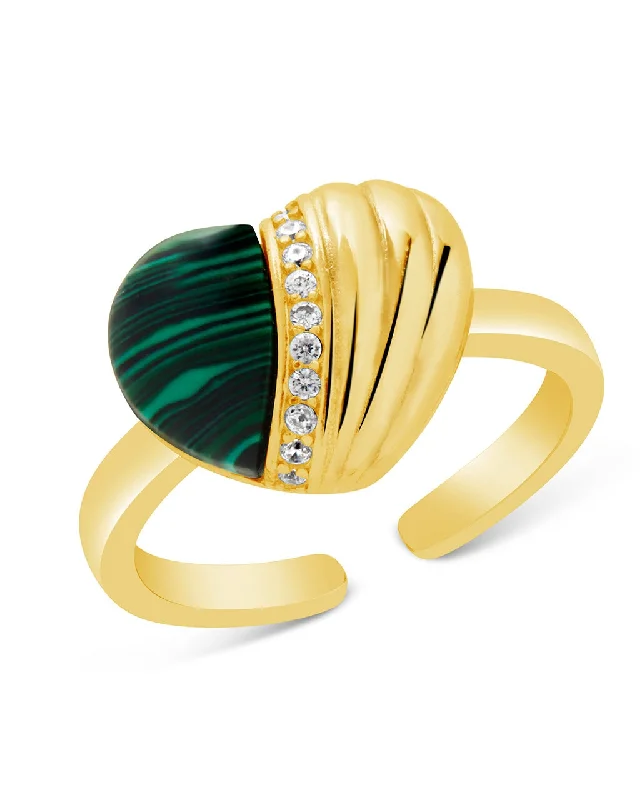 Hollis Malachite & CZ Heart Ring