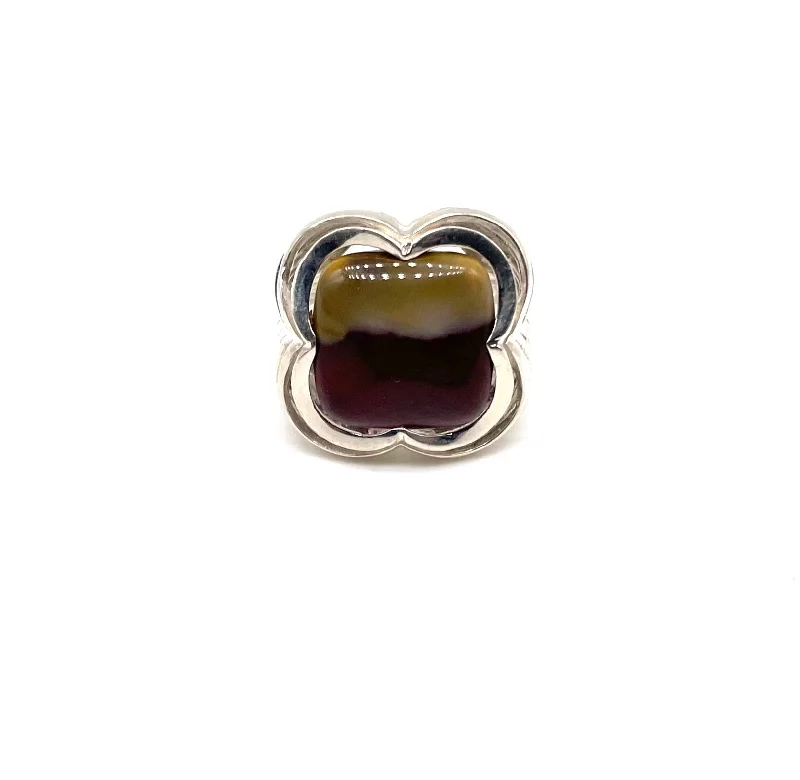 Modern Clover Agate Ring