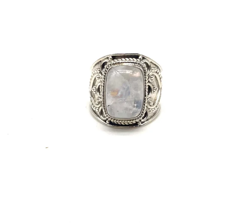 Ornate Rainbow Moonstone Ring