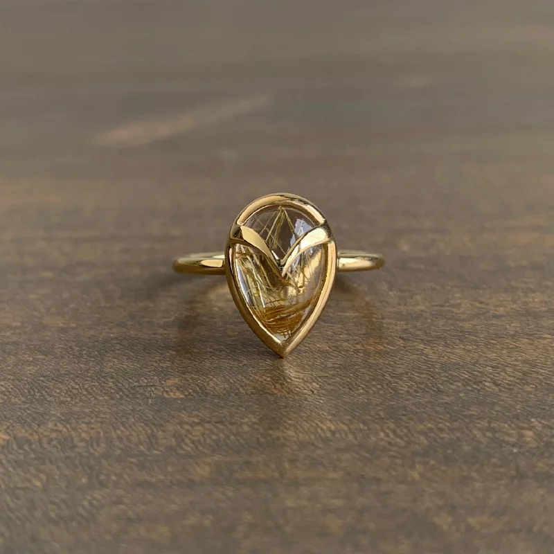 Rutilated Quartz Owl Ring