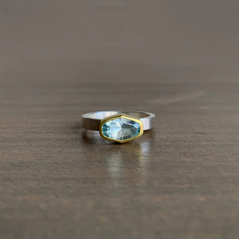 Aquamarine East-West Ring