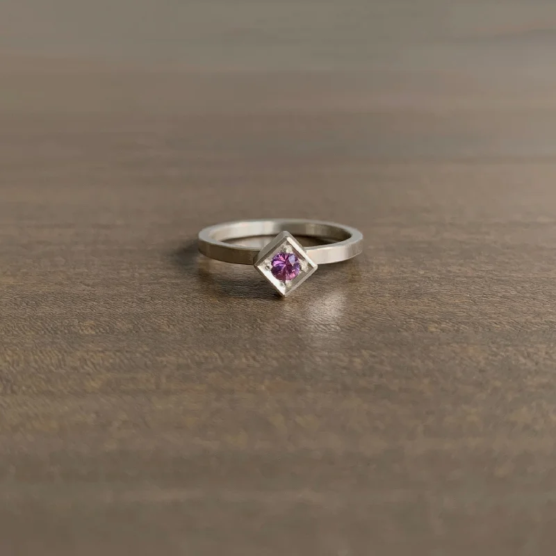 Pink Sapphire Cube Ring