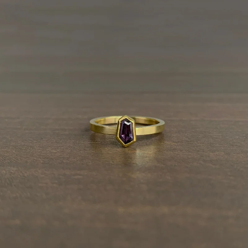 Purple Sapphire Geometric Ring