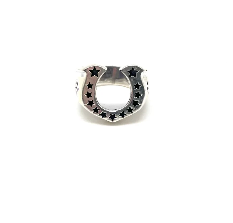 Star Trimmed Horseshoe Ring