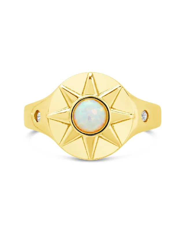 Sunni Opal & CZ Signet Ring