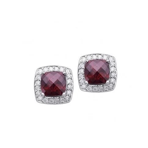 Garnet and Diamond Stud Earrings