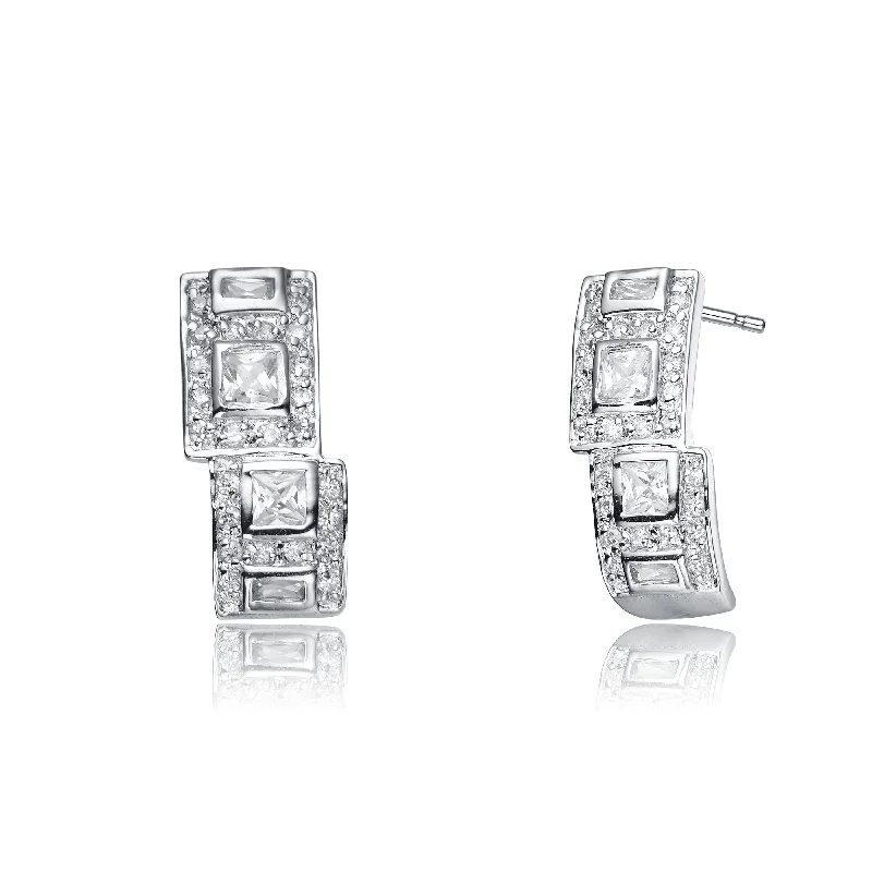 Sterling Silver Cubic Zirconia Stud Earrings