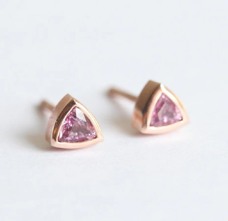 Balbir Pink Trillion Sapphire Stud Earrings