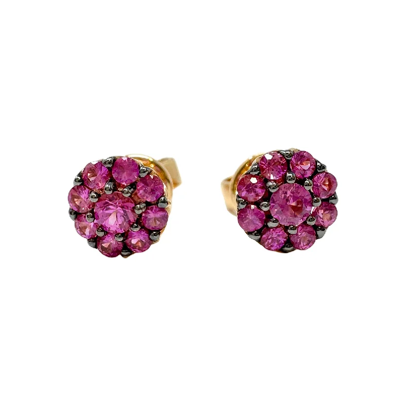 Natasha 18K Gold Stud Earrings with Pink Sapphire