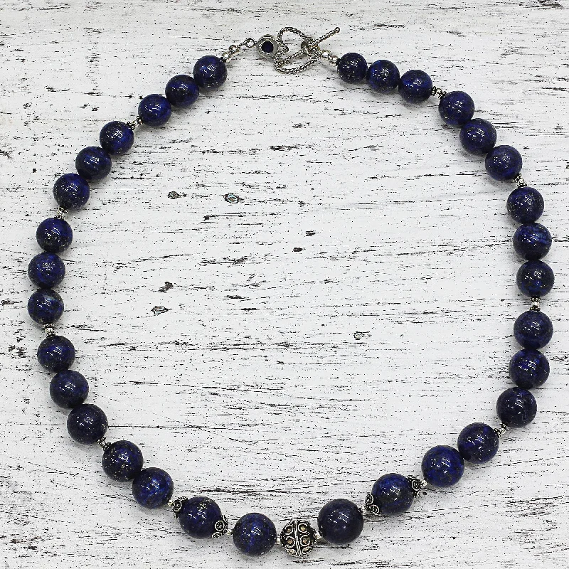 Indigo Allure Lapis Lazuli and Sterling Silver Necklace from India