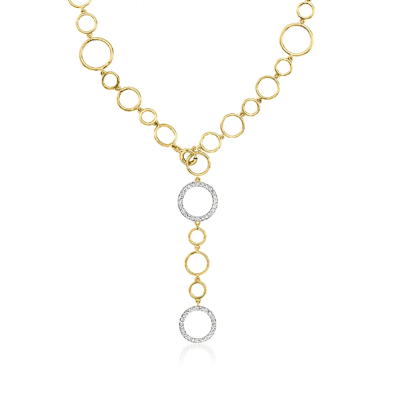 Ross-Simons Diamond Circle-Link Lariat Necklace in 18kt Gold Over Sterling