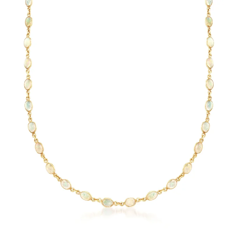 Ross-Simons Ethiopian Opal Station Necklace in 18kt Gold Over Sterling