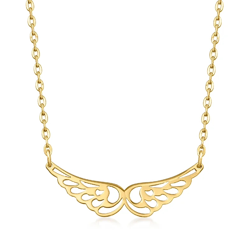 Ross-Simons Italian 14kt Yellow Gold Angel Wings Necklace