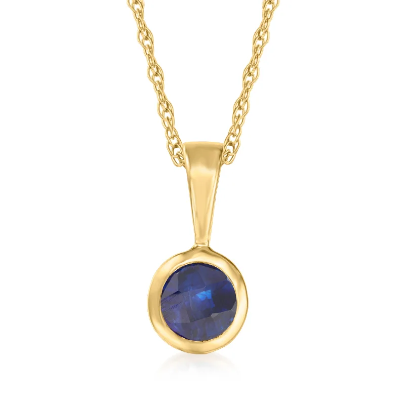 Ross-Simons Sapphire Pendant Necklace in 14kt Yellow Gold. 16 inches