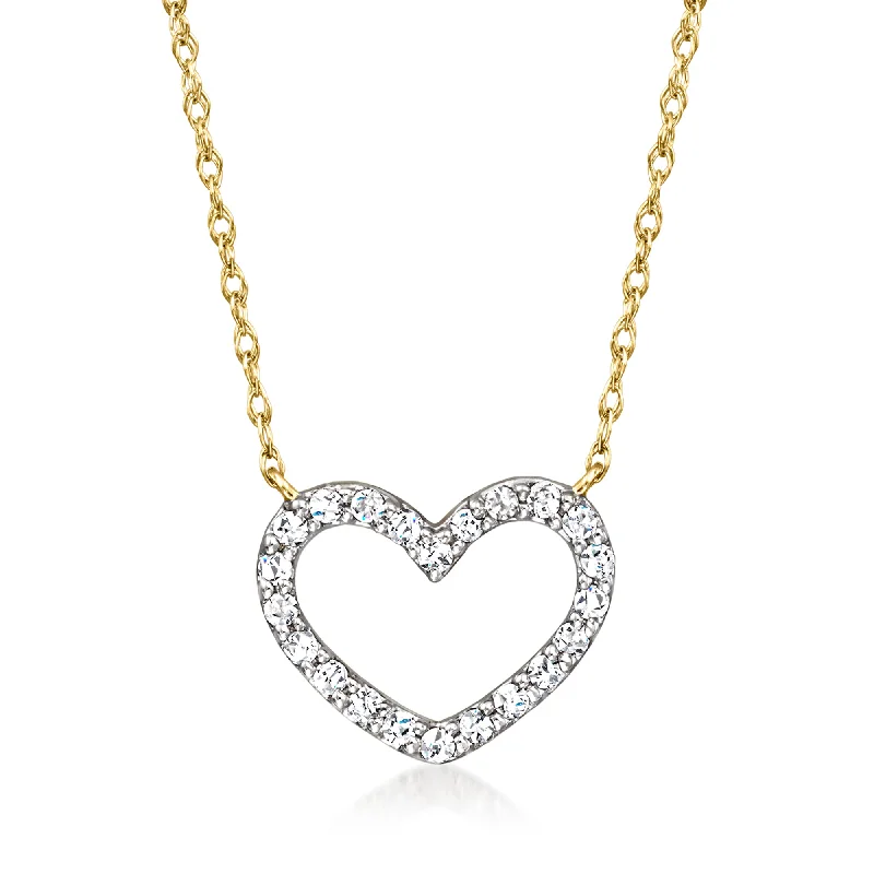 RS Pure by Ross-Simons Diamond Heart Necklace in 14kt Yellow Gold