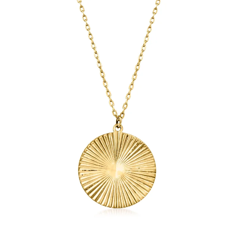 RS Pure by Ross-Simons Italian 14kt Yellow Gold Starburst Circle Necklace