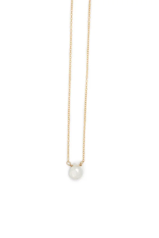 Stephanie Delicate Drop Demi Fine Necklace in Moonstone