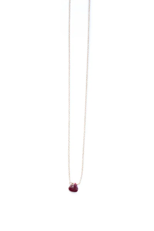 Stephanie Delicate Drop Demi Fine Necklace in Ruby