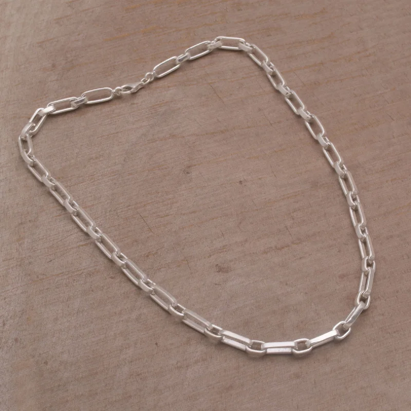 Strong Links Sterling Silver Cable Chain Necklace from Bali