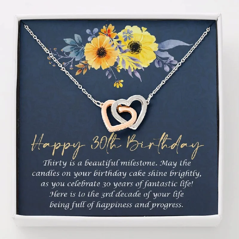 30th Birthday NecklaceMessage Card Jewelry - Personalized Gifts 30th Necklace 30th for her 30 years old girl