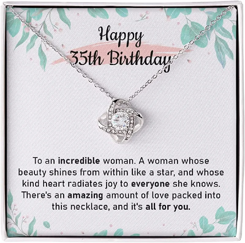 35th Birthday Necklace Jewelry For Women Love Knot Pendant Necklace Happy Thirty Fifth Necklace With Meaningful