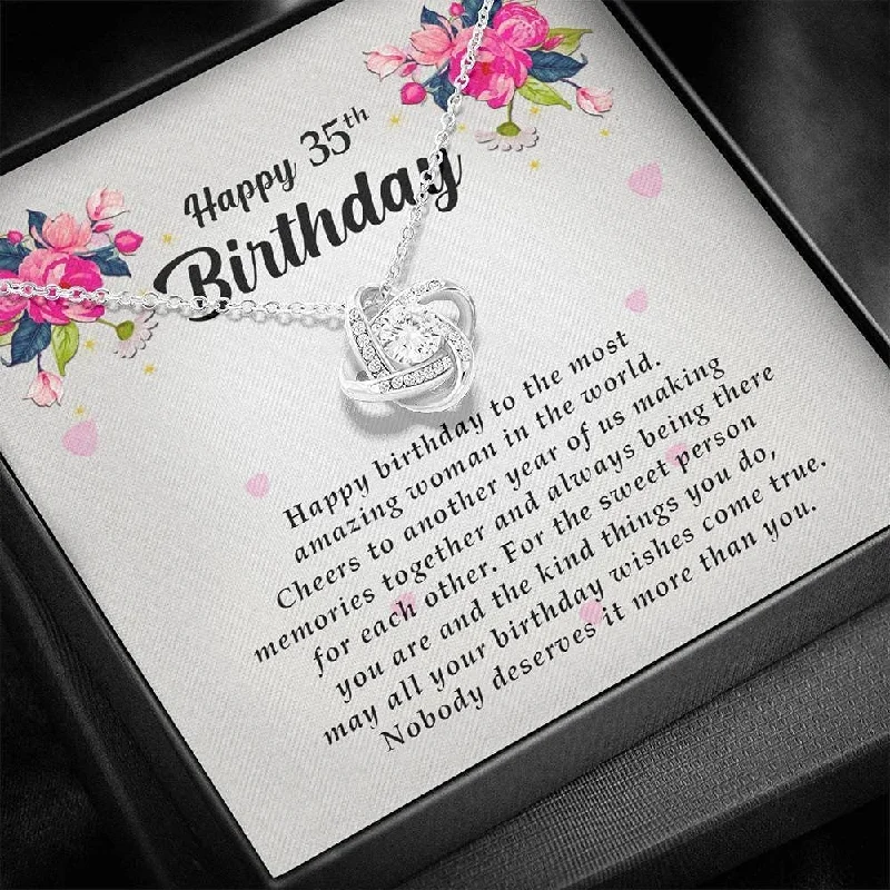 35th Birthday Necklace Love Knot Necklace 35th Thirty Fifth Birthday Card for Best Friend Jewelry for Women Friends