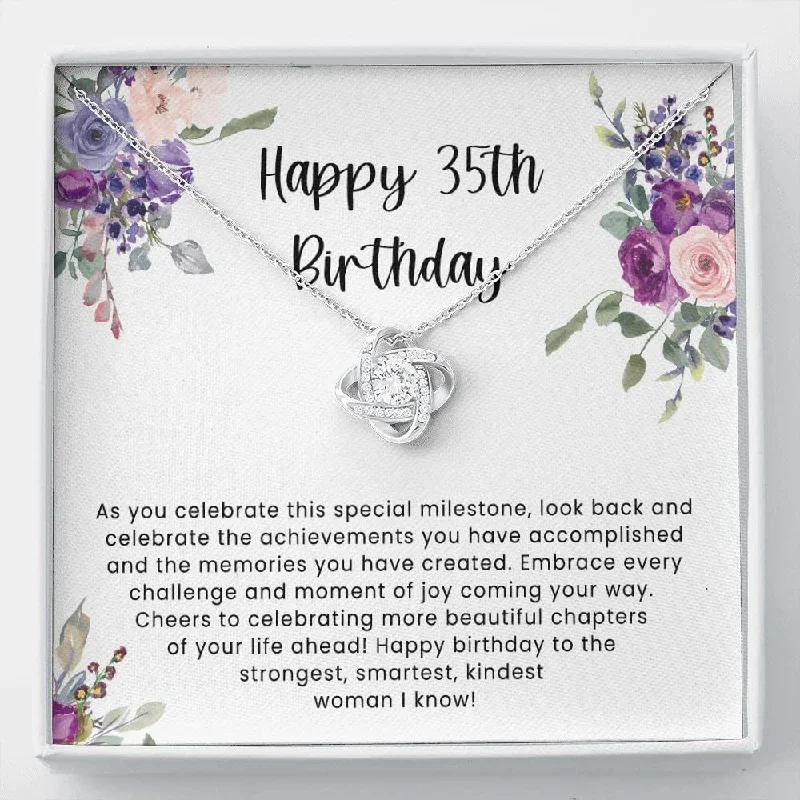 35th Birthday Necklace Message Card Jewelry 35th Necklace for Her Sister Friends Daughters Birthday Happy 35th