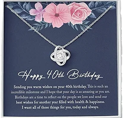 40th Birthday Necklace40th s For Women 40 and Fabulous 40th Ideas for Women personalized birthday necklace Love Knot