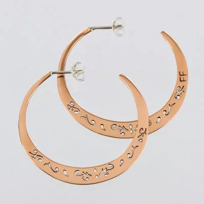 Swirl Cutout Copper Post Hoop Earrings