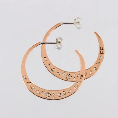 Cutout Swirls Sterling & Copper Hoop Earrings