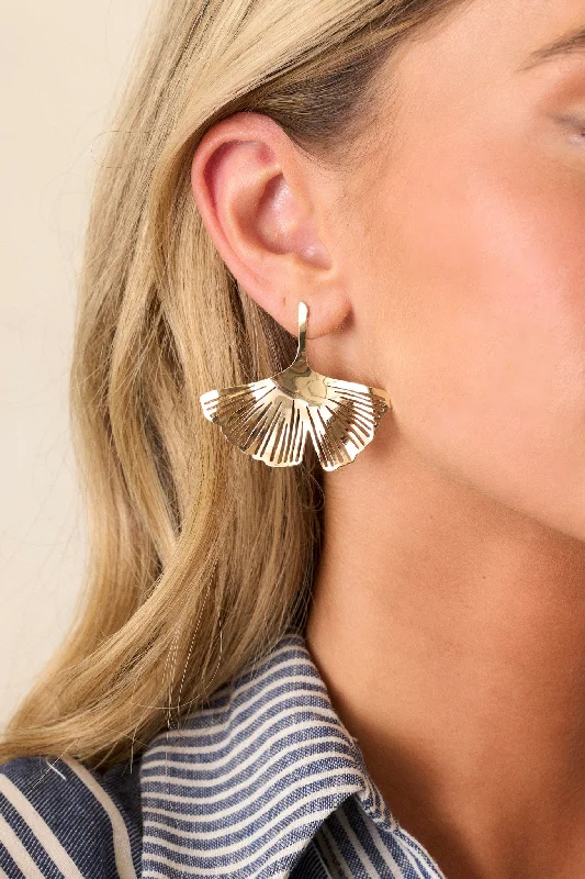 Breaking The Silence Gold Fan Drop Earrings