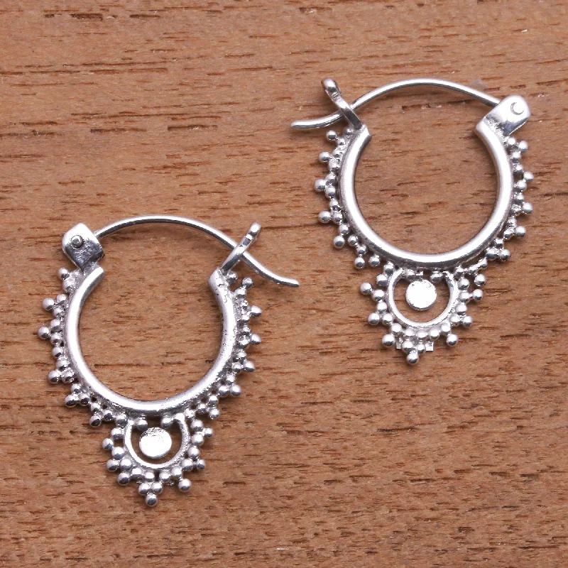 Delightful Bubbles Bubble Pattern Sterling Silver Hoop Earrings from Bali