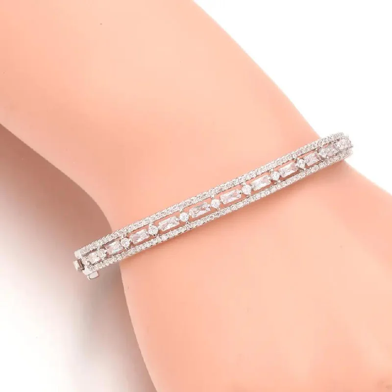 Full Shinning Cubic Zirconia Bangles Women Engagement Party Jewelry