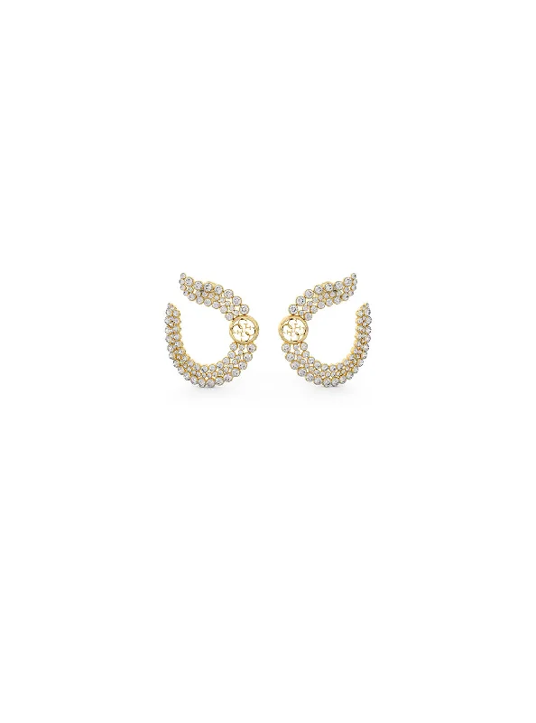 Gold Crystal Illusion Logo Stud Earrings