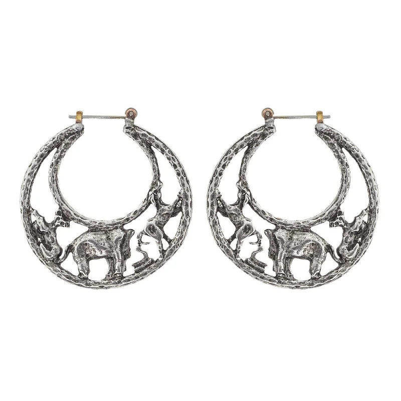 1928 Jewelry® Silver Tone Elephant Hoop Earrings