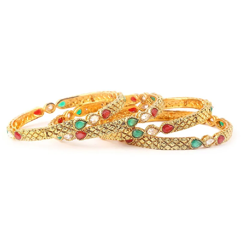 Women's Fancy Bangles 4 Pcs - Golden