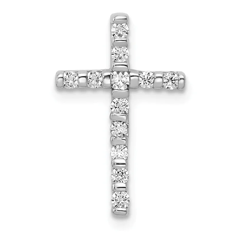 14k White Gold 1/4 Ctw Diamond Latin Cross Slide Pendant, 11 x 18mm