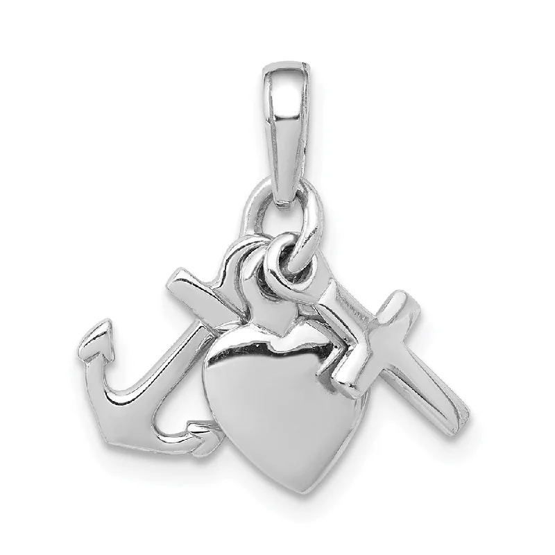 14k White Gold Faith, Hope and Charity Charm