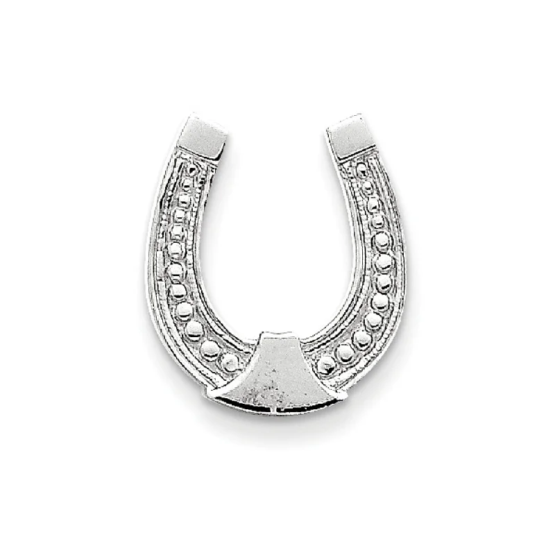 14k White Gold Horseshoe Chain Slide Pendant, 15mm (9/16 inch)