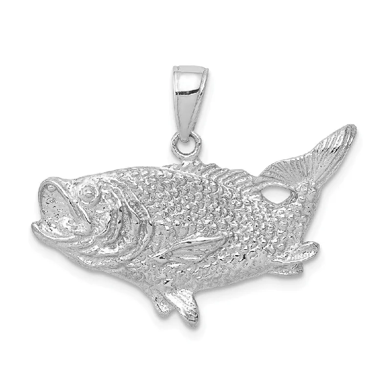 14k White Gold Largemouth Bass Pendant