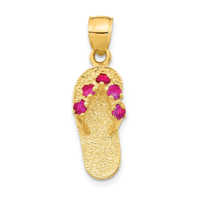 14k Yellow Gold January Cubic Zirconia Birthstone Flip Flop Pendant